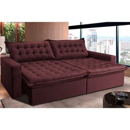 Sofá Retrátil e Reclinável e Cama 2,95M Cama Inbox Flex Suede Velusoft Vinho - 1