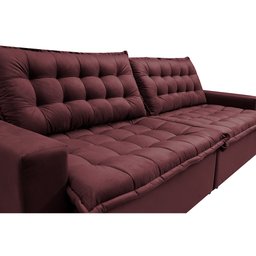 Sofá Retrátil e Reclinável e Cama 2,95M Cama Inbox Flex Suede Velusoft Vinho - 4