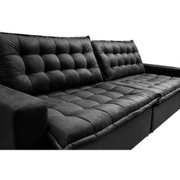 Sofá Retrátil e Reclinável e Cama 2,95M Cama Inbox Flex Suede Velusoft Preto - 4