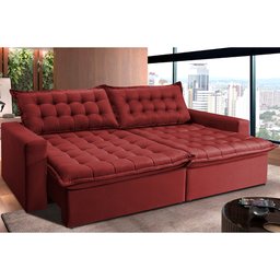 Sofá Retrátil e Reclinável e Cama 2,95M Cama Inbox Flex Suede Velusoft Vermelho - 1