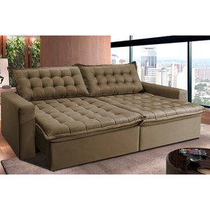 Sofá Retrátil e Reclinável e Cama 2,95M Cama Inbox Flex Suede Velusoft Castor