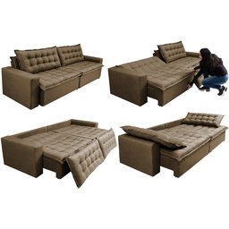 Sofá Retrátil e Reclinável e Cama 2,95M Cama Inbox Flex Suede Velusoft Castor - 7