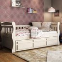 Ver imagem 4 de Bicama Solteiro com Cama Auxiliar e 3 Gavetas Madeira Maciça Luiza Branco Lavado
