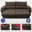 Ver imagem 5 de Sofá Retrátil e Reclinável 2,60m Molas Ensacadas Dream Velusoft Café Cama Inbox
