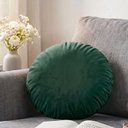 Ver imagem 1 de Almofada Redonda Veludo Premium 35cm Decorativa com Zíper e Enchimento - Verde Escuro