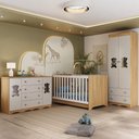 Ver imagem 1 de Quarto de Bebê Completo com Berço Americano 3 em 1 Doçura Multimóveis Mp4658 Madeirado/off White
