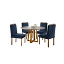 Ver imagem 2 de Conjunto Sala de Jantar Madona Mesa Redonda e Cadeira Madeira Maciça Azul Petroleo