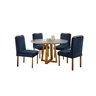 Conjunto Sala de Jantar Madona Mesa Redonda e Cadeira Madeira Maciça Azul Petroleo - 2