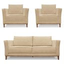 Ver imagem 1 de Kit 2 Poltronas e Sofá Living 2 Lugares 1,90m Vega Linho Dou
