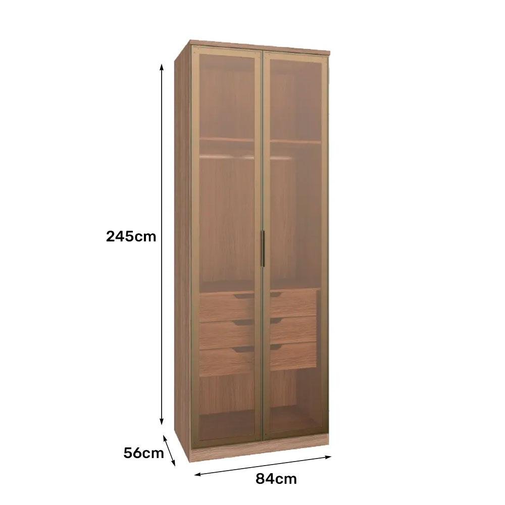 Modulado Setiba 02 Portas de Vidro com 03 Gavetas 245cm Carvalho/reflecta - 4