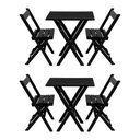 Ver imagem 1 de Kit 2 Jogos de Mesa Aparador Bar Dobrável com 2 Cadeiras em Madeira Maciça - Preto - Preto
