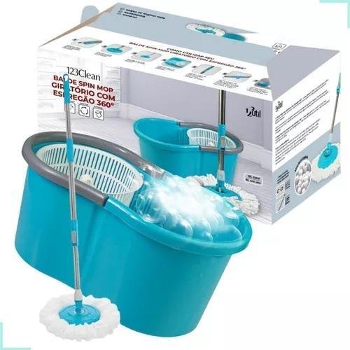 Balde Spin Mop 360 Giratório com Esfregão 8 Litros 123útil