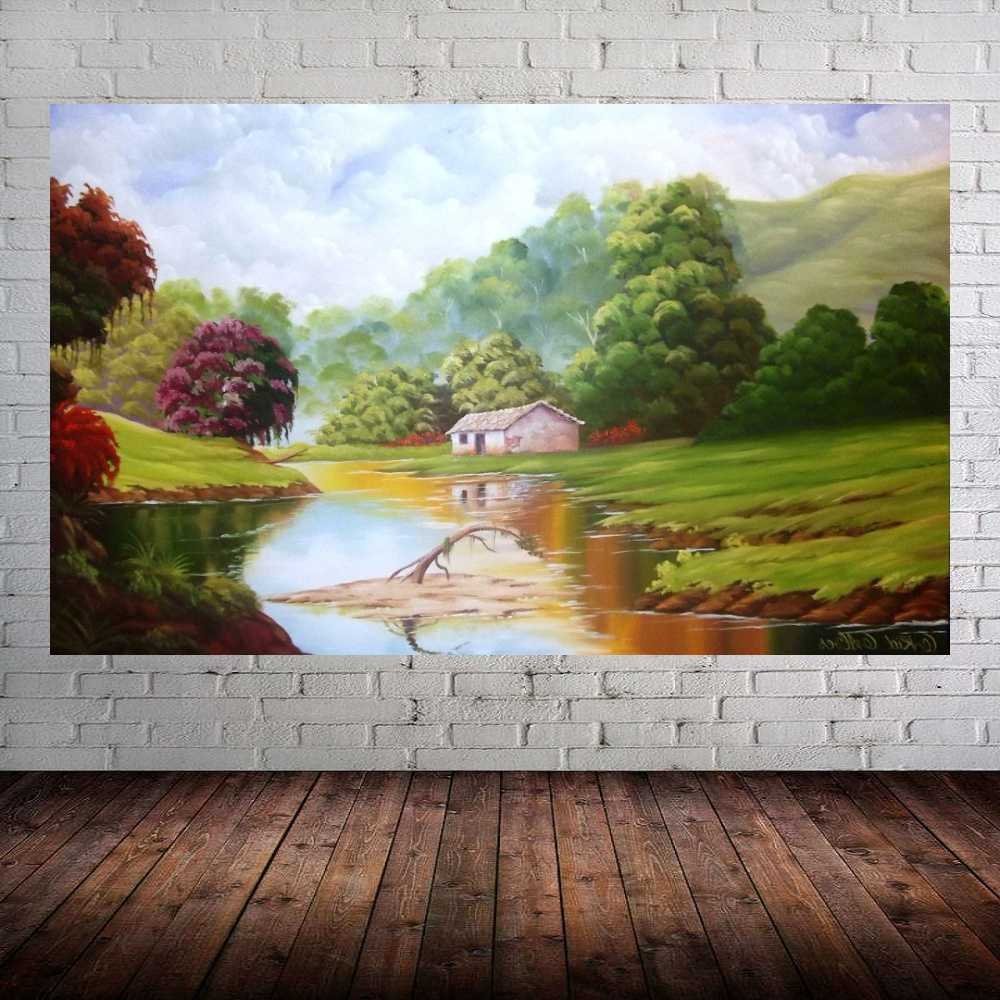 Quadro Pintura Paisagem Óleo Sobre Tela 3012: 120cm (A) x 190cm (L) - 1