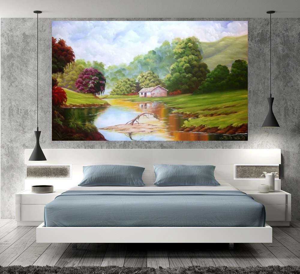Quadro Pintura Paisagem Óleo Sobre Tela 3012: 120cm (A) x 190cm (L) - 5