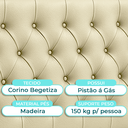 Ver imagem 2 de Cabeceira Estofada Solteiro Luna Nature Material Sintético Begetiza 88x136