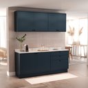 Ver imagem 1 de Cozinha Compacta Modulada 6 Portas 3 Gavetas 100% MDF sem Tampo Sevilha Azul/Órion