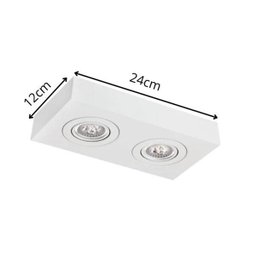 Plafon Spot Sobrepor Direcionável 2 Lâmpadas Dicróica Branco - 2