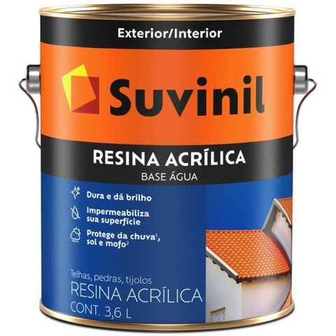 Resina Acrílica a Base D' Água 3,6 Litros Cinza - 50219010 - Suvinil Resina Base Dagua 3,6l Cinza