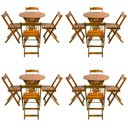 Ver imagem 1 de Kit 4 Conjuntos De Mesa Dobravel 70X70 Tampo Redondo Em Madeira Padrao Com 4 Cadeiras - Mel - Marrom