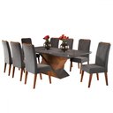 Ver imagem 2 de Mesa de Jantar 8 Lugares Moçambique com Vidro Mel/grafite - Panorama Móveis