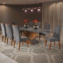 Ver imagem 1 de Mesa de Jantar 8 Lugares Moçambique com Vidro Mel/grafite - Panorama Móveis