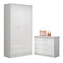 Ver imagem 1 de Conjunto Infantil Doce Sonho Cômoda Sapateira e Guarda-roupa 3 Portas 4 Gavetas Branco Qmovi