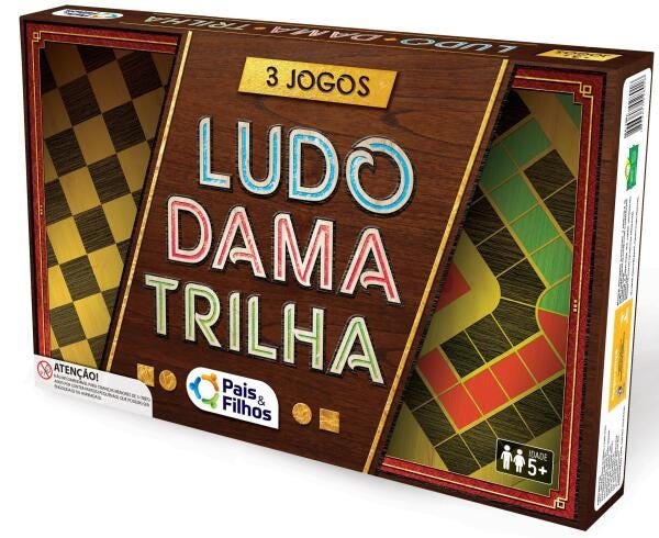 Jogos Clássicos 6 em 1 Xadrez, Ludo, Dama, Trilha, Forca e Dominó