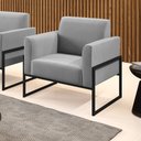 Ver imagem 2 de Poltrona Base Industrial Alta Preto Marisa Suede Cinza D03 - D'rossi Drossi