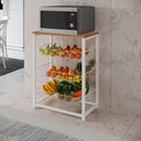 Ver imagem 1 de Fruteira com Suporte para Micro-ondas Barcelona Aço Branco Cesto Branco Tampo Canela