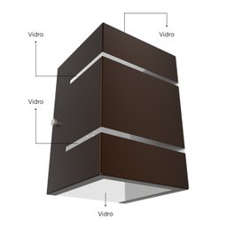 Arandela Externa de Parede 2 Focos E Frisos Marrom Alumínio Muro MF115 - 6