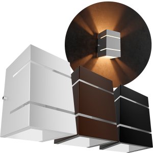 Arandela Externa de Parede 2 Focos E Frisos Marrom Alumínio Muro MF115