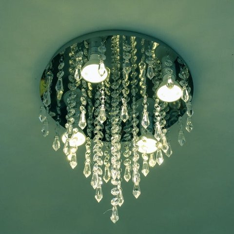 Lustre em Acrílico Para Sala Modelo Torre Com 30cm de Altura Base Redonda de Inox Polido