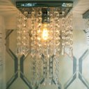 Ver imagem 1 de Lustre em Acrílico para Quarto Ou Sala com 25cm de Altura Base Inox Espelhado com 20x20cm