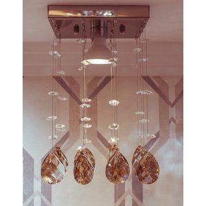 Lustre Delicado para Quarto Ou Lavabo com 35cm de Altura com Amêndoas de Cristal Honey Legítimo