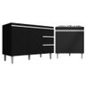 Kit Balcão Gabinete para Pia Andreia 100cm C- Balcão Cooktop 4 ou 5 Bocas Preto - 1