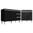 Ver imagem 1 de Kit Balcão Gabinete para Pia Andreia 100cm C- Balcão Cooktop 4 ou 5 Bocas Preto