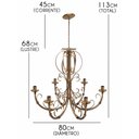 Ver imagem 2 de Lustre Grande Dourado com 6 Bocais para Sala De Jantar e Quarto Modernos