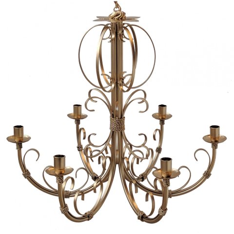 Lustre Grande Dourado com 6 Bocais para Sala De Jantar e Quarto Modernos