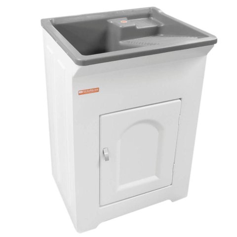 Tanque de Lavar Roupa 30L Branco Cinza Cuba Esfregador Front