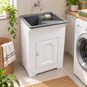 Ver imagem 2 de Tanque de Lavar Roupa 30L Branco Cinza Cuba Esfregador Front