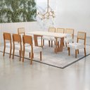 Ver imagem 1 de Conjunto Sala de Jantar Mesa 180cm com 8 Cadeiras Liz Marrom/Cinamomo/Off White/Veludo Palha