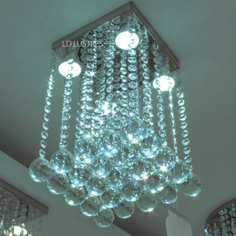 Lustre de Cristais Legítimos K9 para Sala ou Quarto Modelo Reto com 20cm de Altura