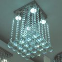 Ver imagem 1 de Lustre Cordão de Cristais Legítimos para Sala, Quarto Ou Escritório com 25cm de Altura Base 20x20cm