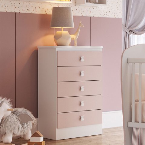 Cômoda Ursinho Infantil com 5 Gavetas Mdp 15mm Percasa