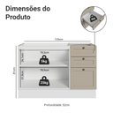 Ver imagem 2 de Balcão de Pia 120 cm 2 Portas 3 Gavetas (sem Tampo) Branco/Crema Vik Madesa