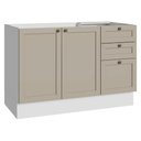 Ver imagem 1 de Balcão de Pia 120 cm 2 Portas 3 Gavetas (sem Tampo) Branco/Crema Vik Madesa