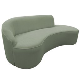 Sofá Curvo 03 Lugares 180cm Braço Direito Eron Bouclê Verde Claro - CasaePoltrona - 1