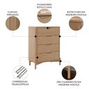 Ver imagem 3 de Cômoda Quarto 74cm 4 Gavetas Madeira Maciça Nira Tauari F07 - Mpozenato