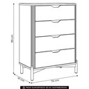 Ver imagem 4 de Cômoda Quarto 74cm 4 Gavetas Madeira Maciça Nira Tauari F07 - Mpozenato