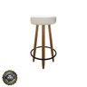 Banqueta Alta Madeira Couro para Balcão Cozinha Bar Bege - 3